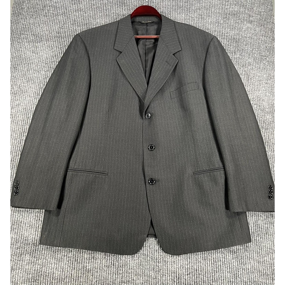 Riserva Blazer Suit Jacket Mens 46 Gray Wool Pinstripe Made In Italy Classic Fit